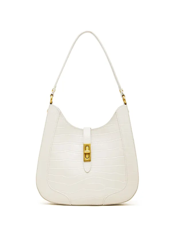 Cartera Contraste de cuero vacuno grabado efecto cocodrilo