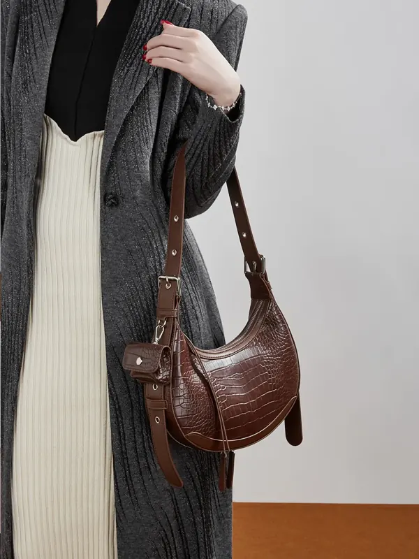 Cartera Escama de cuero vacuno grabado efecto cocodrilo