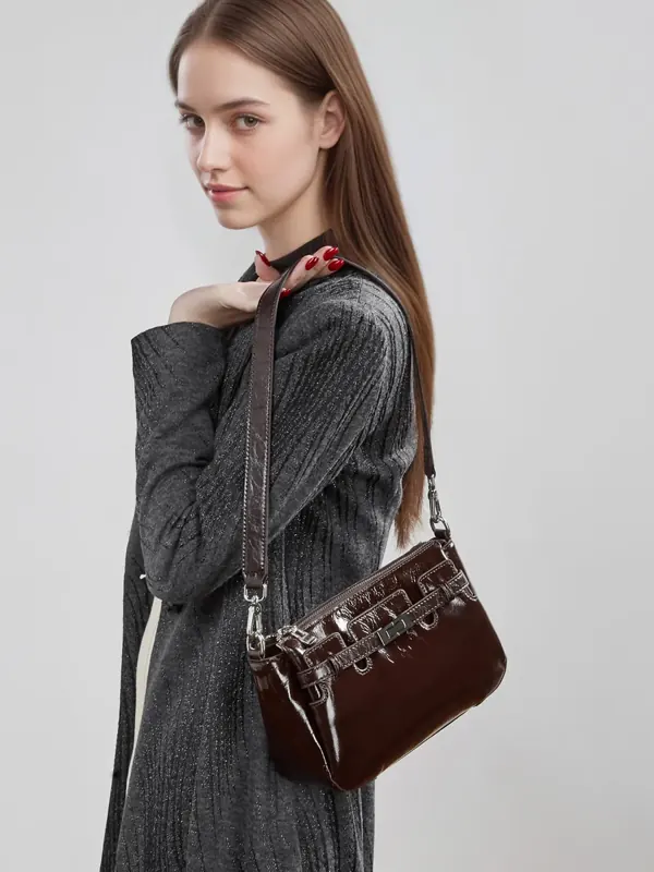Cartera Granate de cuero vacuno encerado