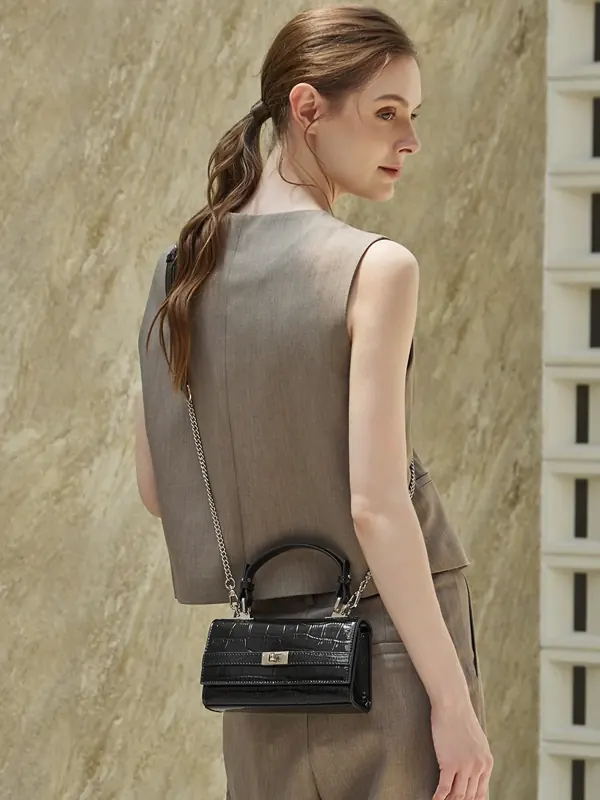 Cartera Caimán de cuero vacuno grabado efecto cocodrilo