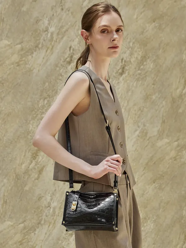 Cartera Lagarto de cuero vacuno grabado efecto cocodrilo