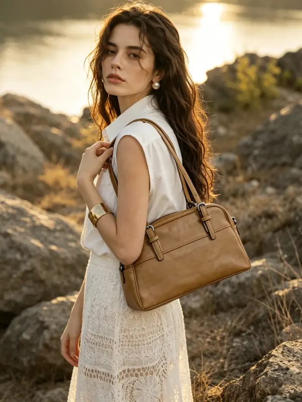 Cartera Valija de cuero vacuno curtido al vegetal