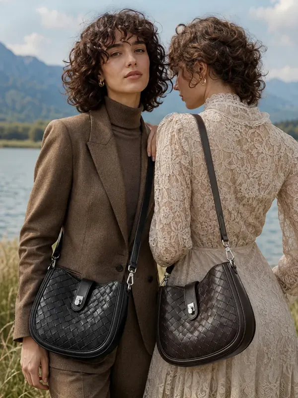 Cartera Mimbre de cuero vacuno tejido